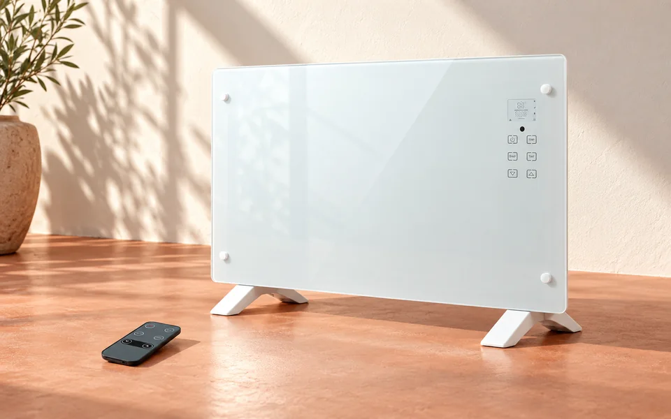 Convector electric din sticlă albă — ilustrație de categorie